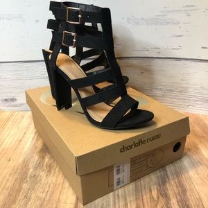 Charlotte Russe Black Strapped Dana Heels